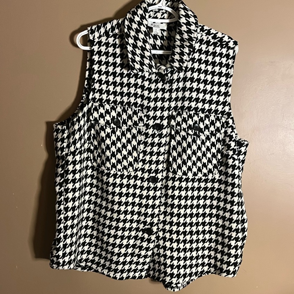 😄Patterned Plus Size Vest Pockets Buttons